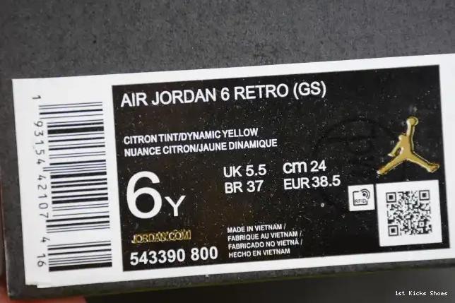 1st Kicks Jordan (GS) 543390-800 6 Retro Floral Air Yellow Dynamic 0522